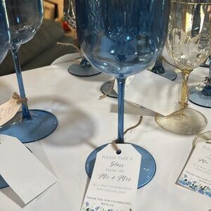 Elegant Blue and Gold Wine Glass Set